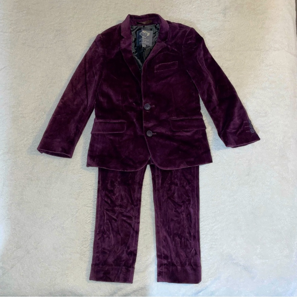 Appaman Boys Velvet Two-Piece Set in Deep Plum